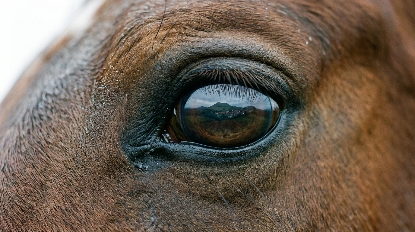 Un regard de cheval au Les écuries de la Limagne, Ennezat